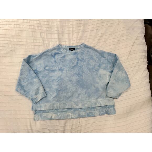 Lulus Ice Wash Tie Dye Crewneck Sweatshirt Blue Women’s Large Cloudcore Coastal - Picture 3 of 14